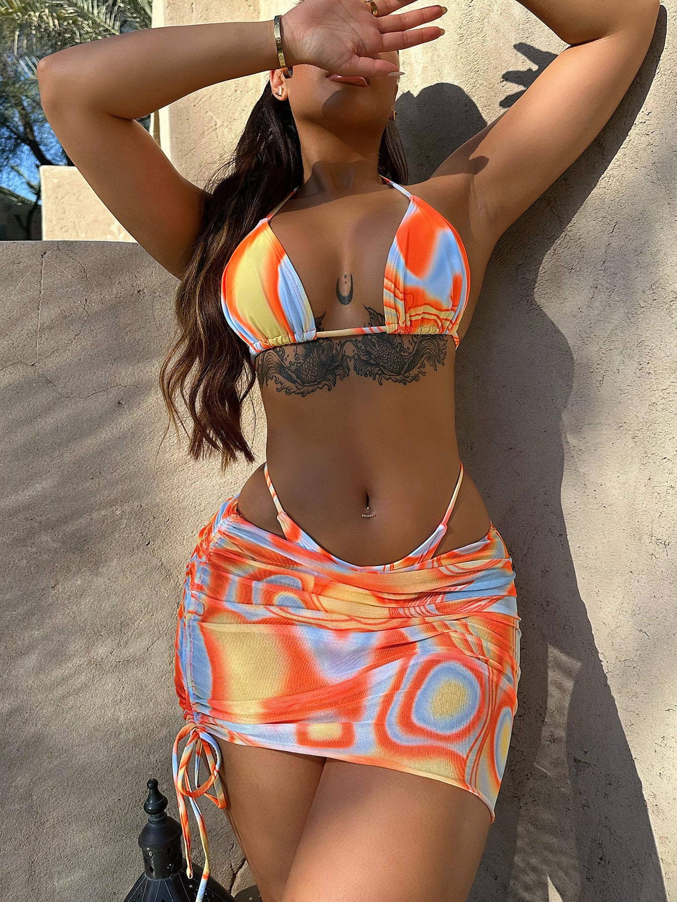 deux pièces maillot de bain orange femme