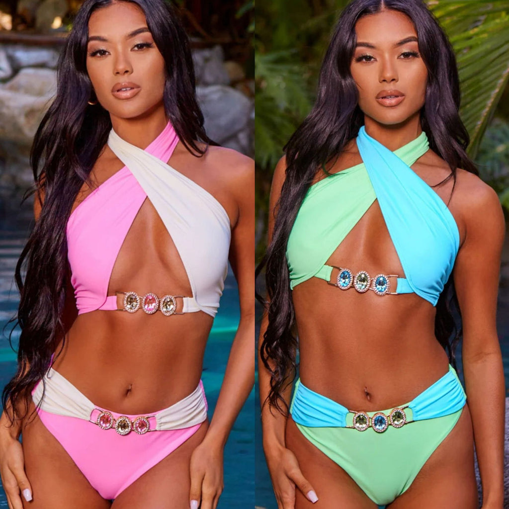 Maillot de bain 2 pièces croisé devant – Look sexy et maintien parfait